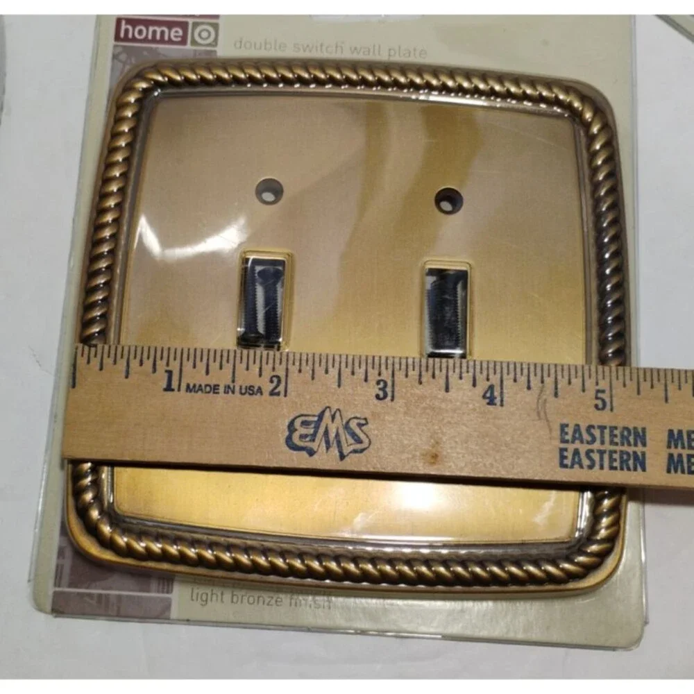 Classic Home Brass Tone Double Switch Plate Cover 5x5 Lot of 2